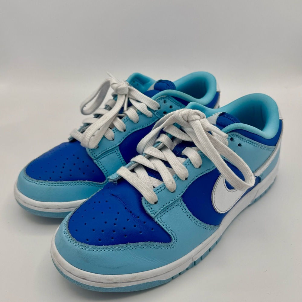 Nike dunk low retro QS flash white argon blue.